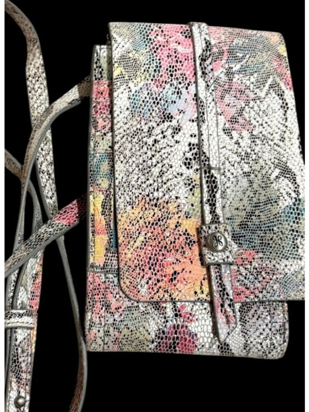 Hobo Crossbody Bag Wallet Multicolor Snakeskin Print Adjustable Strap